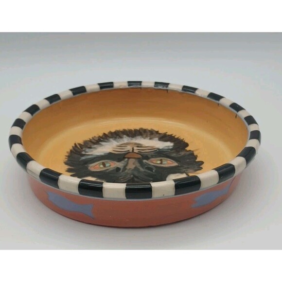 Hand Made Cat Dish Becky Rotter Pottery Vincent The Cat Dish - Picture 4 of 7